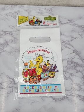 Sesame Street Happy Birthday Party Favor Treat Bags - White Vintage 90s